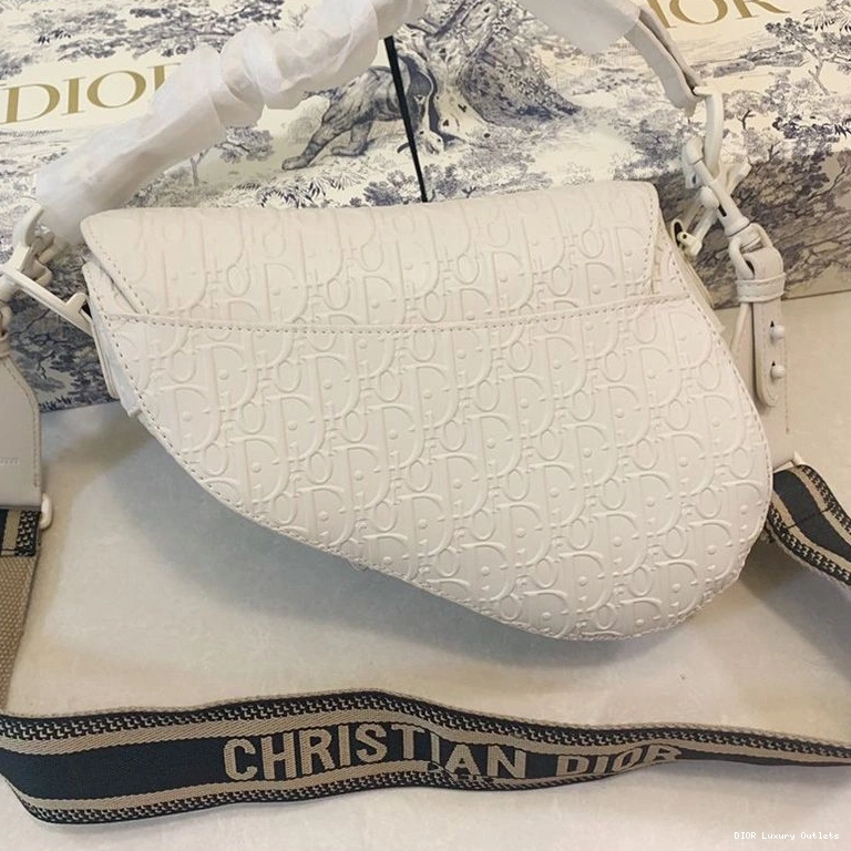 Cheap Embossed Oblique Bag Dior Calfskin Christian White Ultramatte Saddle 0724 Luxury